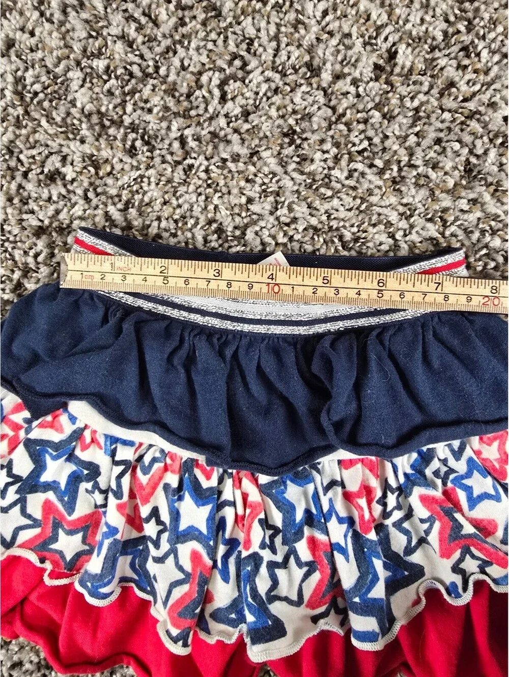 Toddler Girls Sz 2T Ruffled Patriotic 4th of July Skirt Red White Blue USA